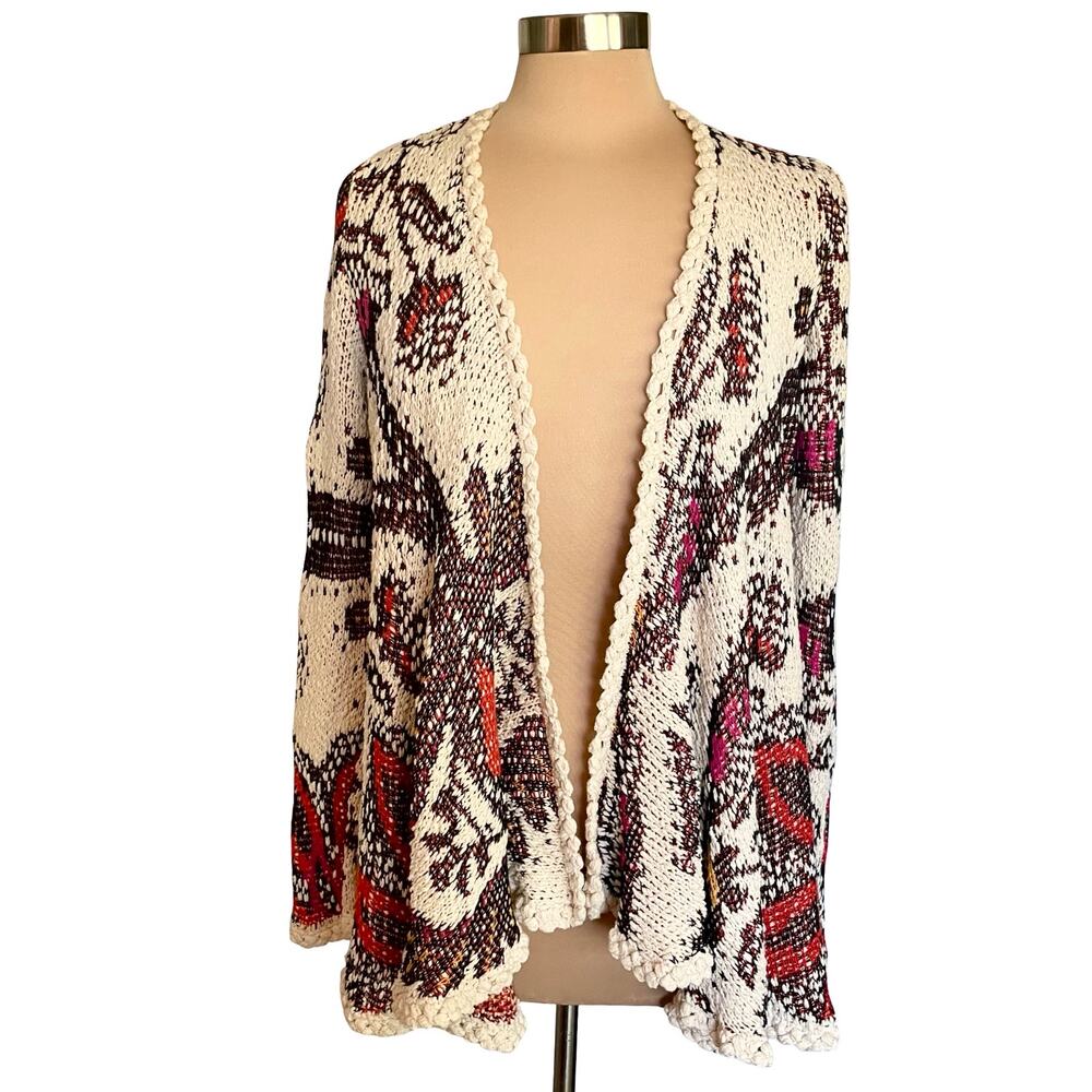 ANTHRO Moth Pleiades Open Front Cardigan Sweater Sz M Boho Hippie Western Chic - Picture 2 of 11